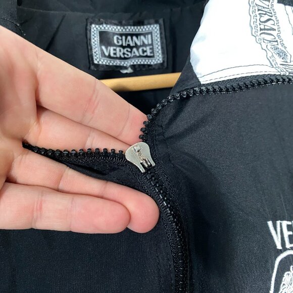 Vintage 90s Gianni Versace Medusa Head Taped Nylon Track Jacket Black mens XL - Picture 5 of 10
